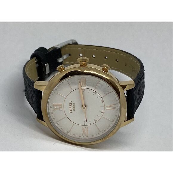 Fossil FTW5013 Women's Black Leather White Analog Dial Hybrid Smartwatch XX757 - Picture 7 of 12